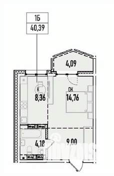 1-к квартира, вторичка, 40м2, 15/19 этаж