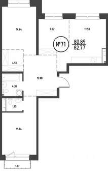 3-к квартира, строящийся дом, 83м2, 13/19 этаж