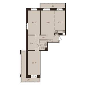 3-к квартира, вторичка, 100м2, 7/9 этаж