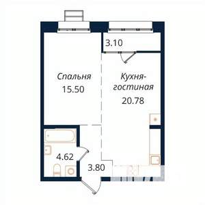1-к квартира, строящийся дом, 48м2, 14/18 этаж