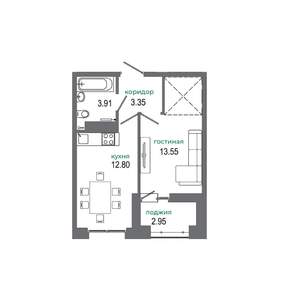 1-к квартира, вторичка, 37м2, 9/16 этаж