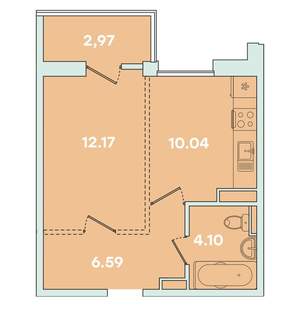 1-к квартира, вторичка, 38м2, 4/14 этаж
