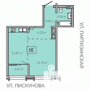 1-к квартира, строящийся дом, 44м2, 4/18 этаж