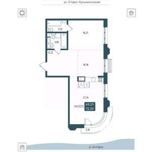 2-к квартира, вторичка, 72м2, 10/20 этаж