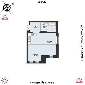 1-к квартира, строящийся дом, 48м2, 4/14 этаж