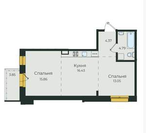 2-к квартира, вторичка, 58м2, 17/17 этаж