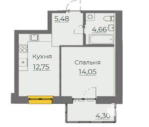 1-к квартира, вторичка, 41м2, 1/10 этаж