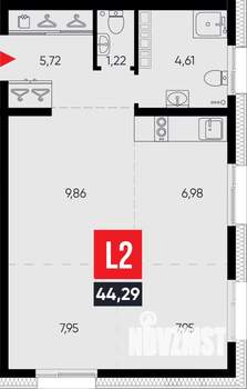 3-к квартира, вторичка, 44м2, 9/14 этаж