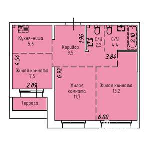 3-к квартира, вторичка, 57м2, 18/19 этаж