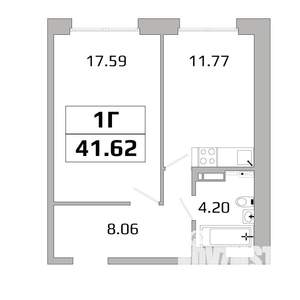 1-к квартира, вторичка, 42м2, 3/16 этаж