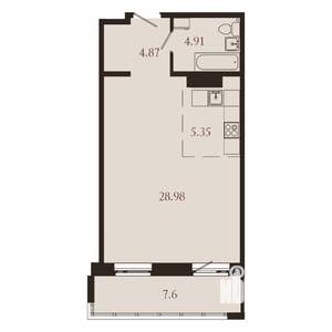 1-к квартира, вторичка, 52м2, 4/15 этаж