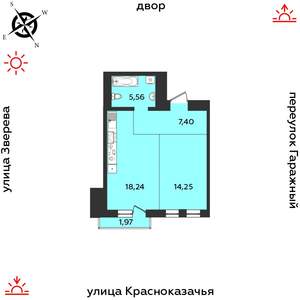 1-к квартира, строящийся дом, 47м2, 9/9 этаж