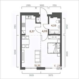 1-к квартира, вторичка, 48м2, 11/19 этаж