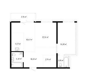 3-к квартира, вторичка, 68м2, 15/19 этаж