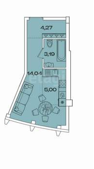 Студия квартира, вторичка, 27м2, 4/8 этаж