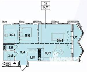 3-к квартира, вторичка, 87м2, 7/19 этаж