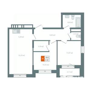 3-к квартира, вторичка, 63м2, 14/14 этаж