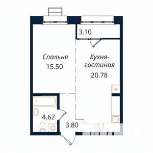 1-к квартира, строящийся дом, 48м2, 6/18 этаж