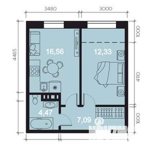 2-к квартира, вторичка, 43м2, 3/8 этаж