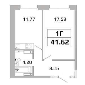 1-к квартира, вторичка, 42м2, 9/16 этаж