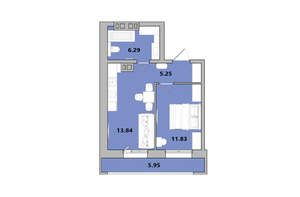 1-к квартира, вторичка, 43м2, 4/16 этаж
