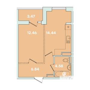 1-к квартира, вторичка, 42м2, 4/16 этаж