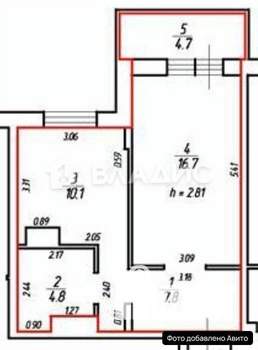 1-к квартира, вторичка, 43м2, 5/16 этаж