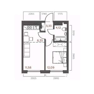 1-к квартира, вторичка, 37м2, 3/18 этаж