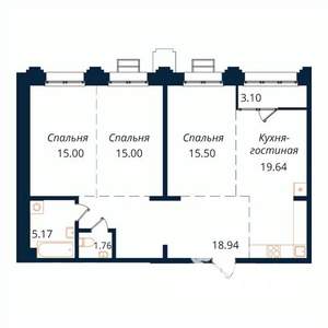 3-к квартира, строящийся дом, 94м2, 4/18 этаж