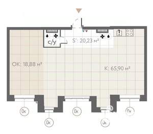 Студия квартира, вторичка, 105м2, 2/7 этаж