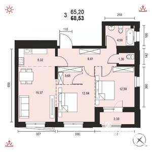 3-к квартира, вторичка, 69м2, 8/14 этаж