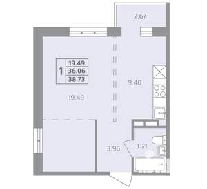 1-к квартира, вторичка, 39м2, 1/4 этаж