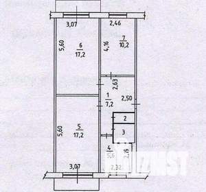 3-к квартира, вторичка, 62м2, 1/5 этаж