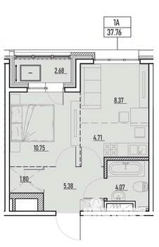 2-к квартира, вторичка, 38м2, 3/19 этаж