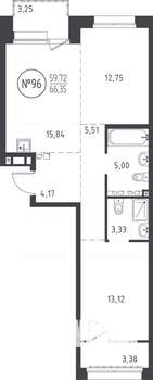 2-к квартира, вторичка, 67м2, 5/10 этаж