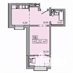 1-к квартира, строящийся дом, 46м2, 13/15 этаж