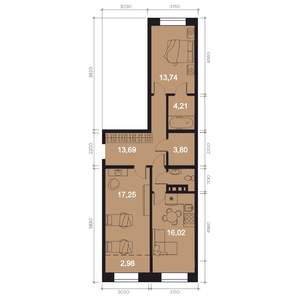 3-к квартира, строящийся дом, 74м2, 7/8 этаж