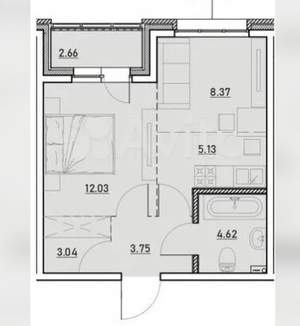 1-к квартира, вторичка, 39м2, 9/13 этаж