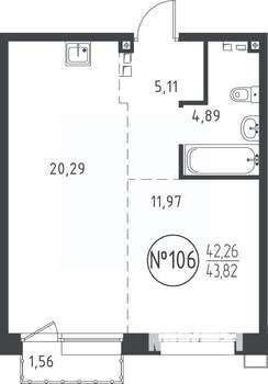1-к квартира, вторичка, 44м2, 7/10 этаж