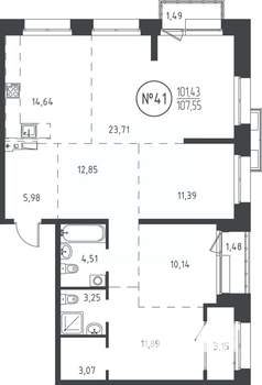4-к квартира, вторичка, 107м2, 8/19 этаж