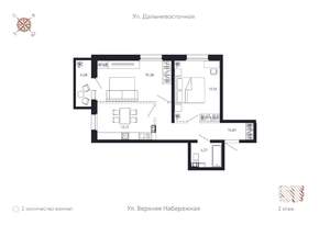 2-к квартира, строящийся дом, 69м2, 2/8 этаж