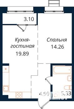 1-к квартира, вторичка, 48м2, 6/18 этаж