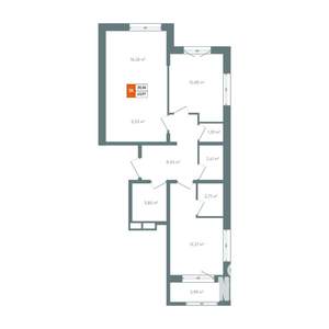 3-к квартира, вторичка, 65м2, 1/14 этаж