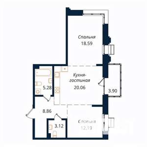 2-к квартира, строящийся дом, 71м2, 16/18 этаж