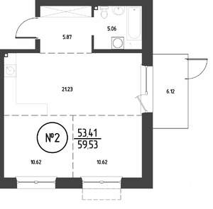 2-к квартира, строящийся дом, 60м2, 2/19 этаж