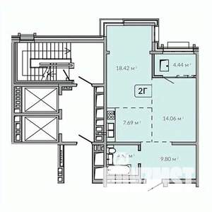 2-к квартира, строящийся дом, 59м2, 13/18 этаж