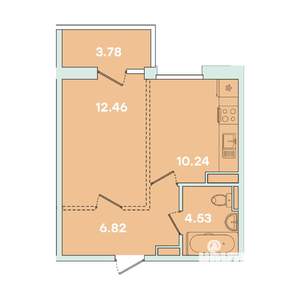 1-к квартира, строящийся дом, 38м2, 9/14 этаж