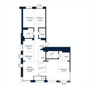 4-к квартира, строящийся дом, 157м2, 15/18 этаж