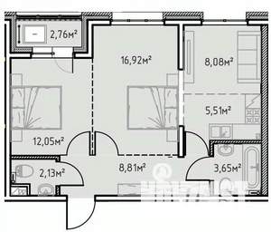 2-к квартира, вторичка, 60м2, 5/13 этаж