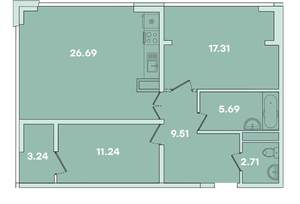 2-к квартира, вторичка, 80м2, 13/14 этаж